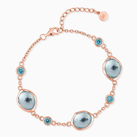 18KT Rose Gold Vermeil Freeform Aquamarine Bracelet - Luminous Cadences Front View