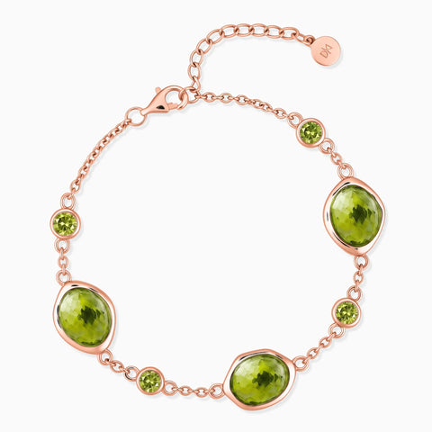 18KT Rose Gold Vermeil Freeform Peridot Bracelet - Luminous Cadences Front View