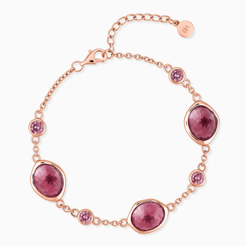 18KT Rose Gold Vermeil Freeform Pink Tourmaline Bracelet - Luminous Cadence Front View