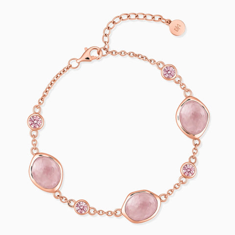 18KT Rose Gold Vermeil Freeform Rose Quartz Bracelet - Luminous Cadences Front View