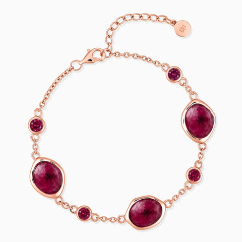 18KT Rose Gold Vermeil Freeform Ruby Bracelet - Luminous Cadence Front View