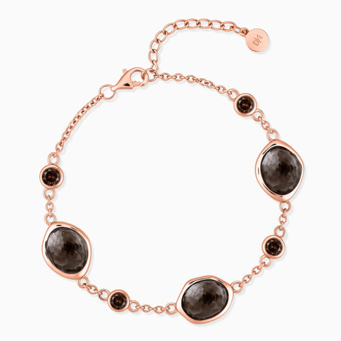 18KT Rose Gold Vermeil Freeform Smoky Quartz Bracelet - Luminous Cadences Front View