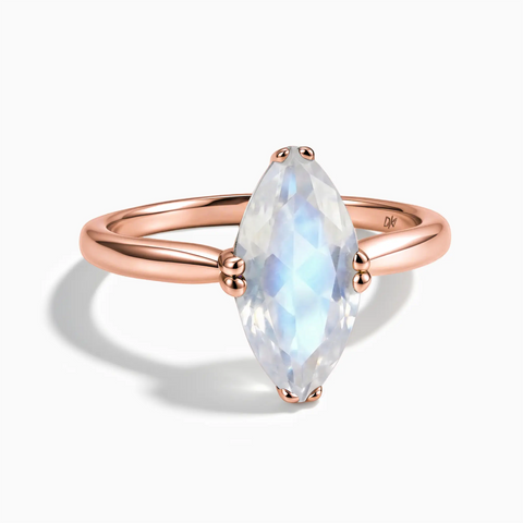 18KT Rose Gold Vermeil Moonstone Marquise Ring - Silent Glow Front View
