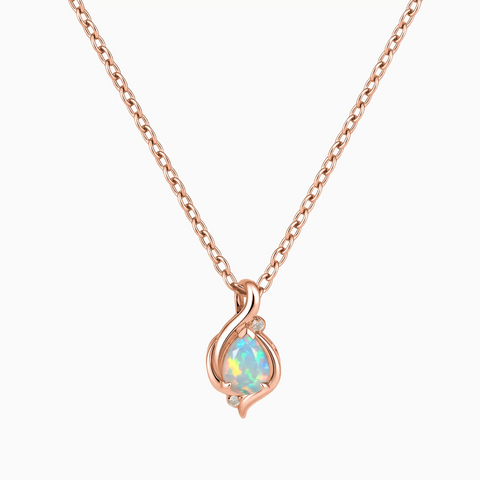 18KT Rose Gold Vermeil Pear Opal Swirl Necklace - Eternal Flowline Front View