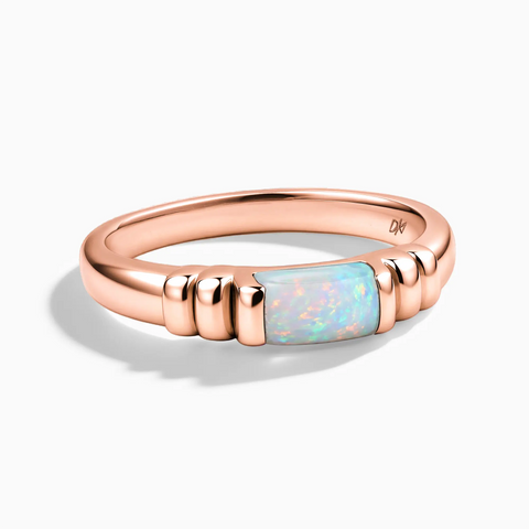 18KT Rose Gold Vermeil Rectangle Opal Cabochon Ring Axis Front View
