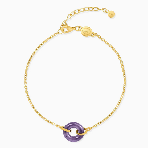 18KT Yellow Gold Vermeil Donut Amethyst Bracelet Entwined Beauty Front View