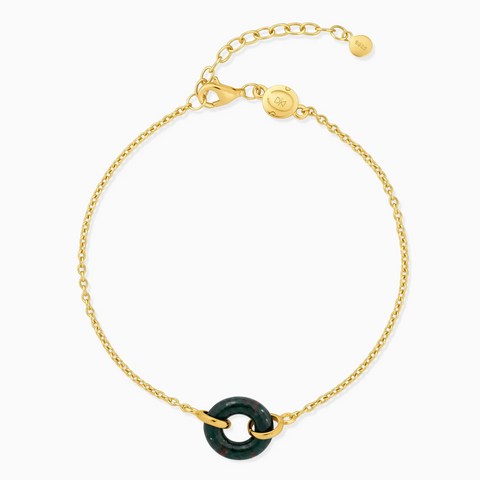18KT Yellow Gold Vermeil Donut Bloodstone Bracelet Entwined Beauty Front View
