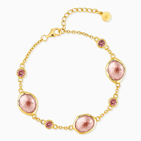 18KT Yellow Gold Vermeil Freeform Morganite Bracelet - Luminous Cadences Front View
