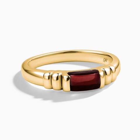 18KT Yellow Gold Vermeil Rectangle Garnet Cabochon Ring Axis Front View