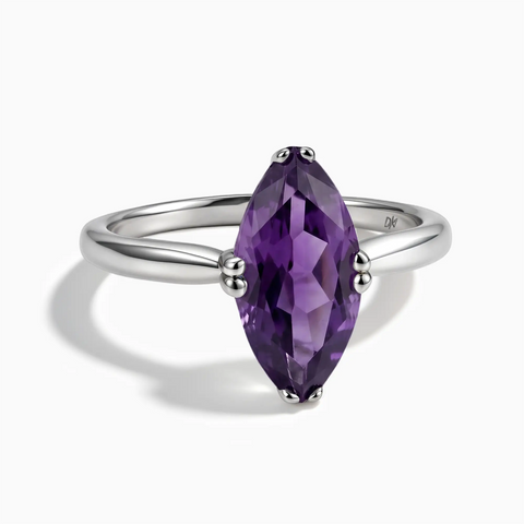 925 Sterling Silver Amethyst Marquise Ring - Silent Glow View