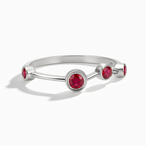 925 Sterling Silver Aries Zodiac Constellation Ring - Ruby Front View