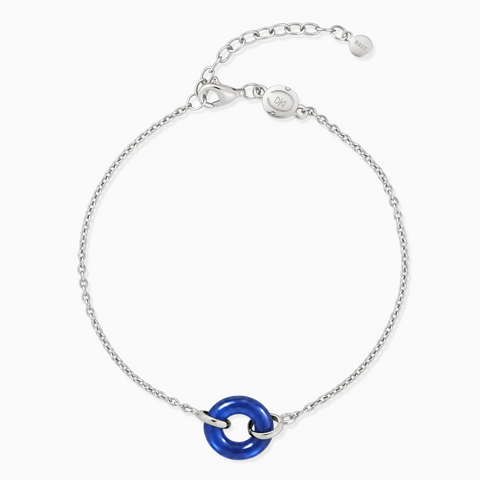 925 Sterling Silver Donut Blue Sapphire Bracelet Entwined Beauty Front View
