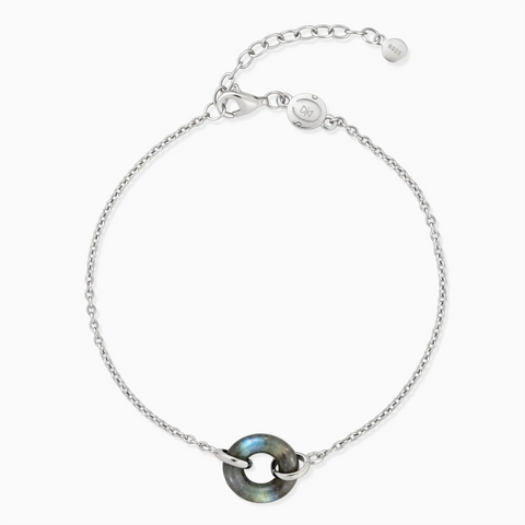925 Sterling Silver Donut Labradorite Bracelet Entwined Beauty Front View