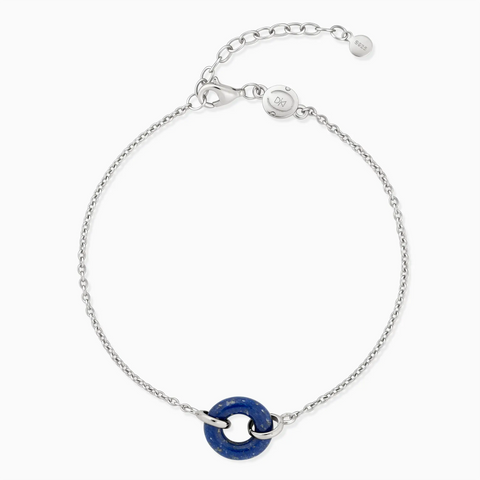 925 Sterling Silver Donut Lapis Lazuli Bracelet Entwined Beauty Front View
