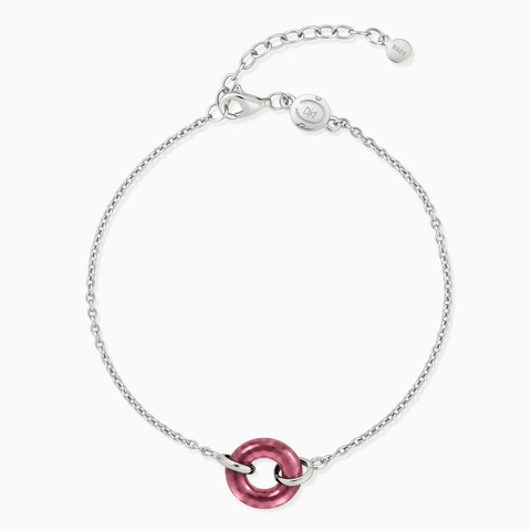 925 Sterling Silver Donut Pink Tourmaline Bracelet Entwined Beauty Front View