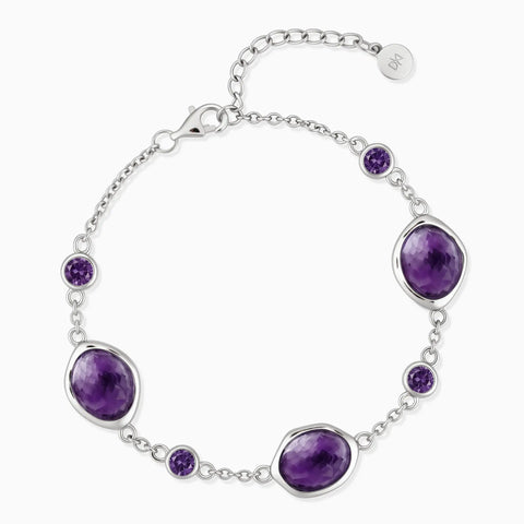 925 Sterling Silver Freeform Amethyst Bracelet - Luminous Cadences Front View