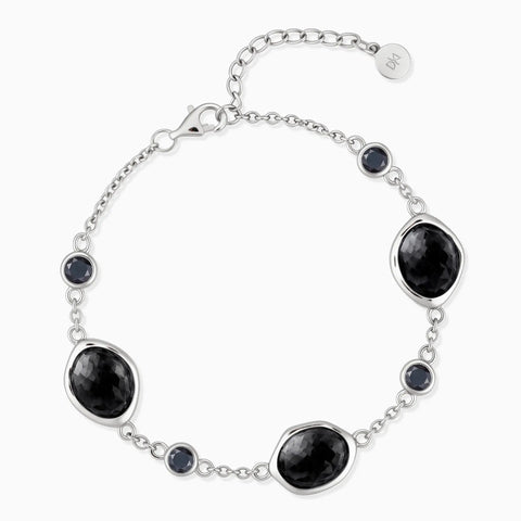 925 Sterling Silver Freeform Black Onyx Bracelet - Luminous Cadences Front View