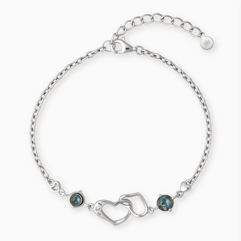 925 Sterling Silver Round Labradorite Heart Infinity Bracelet - Evermore Front View