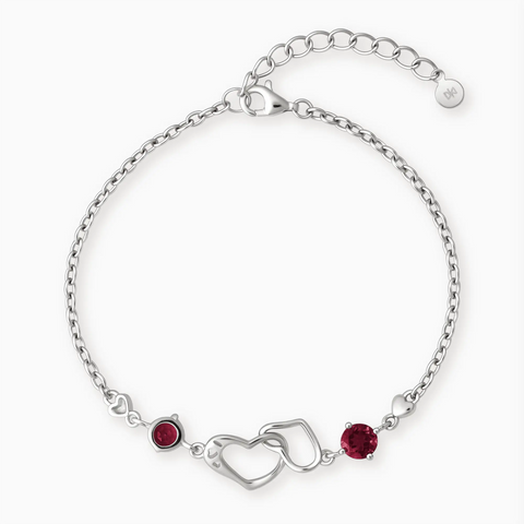 925 Sterling Silver Round Ruby Heart Infinity Bracelet - Evermore Front View