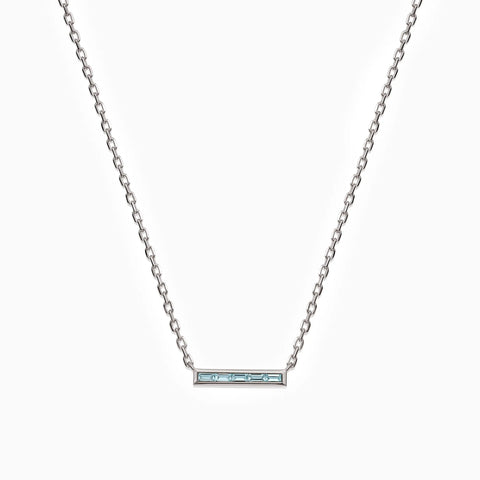 Baguette Aquamarine Bar Necklace - Lucid Line 925 Sterling Front View