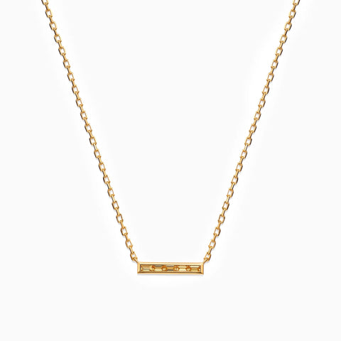 Baguette Citrine Bar Necklace - Lucid Line 18KT Yellow Gold Vermeil Front View