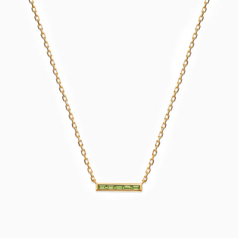 Baguette Peridot Bar Necklace - Lucid Line 18KT Yellow Gold Vermeil Front View