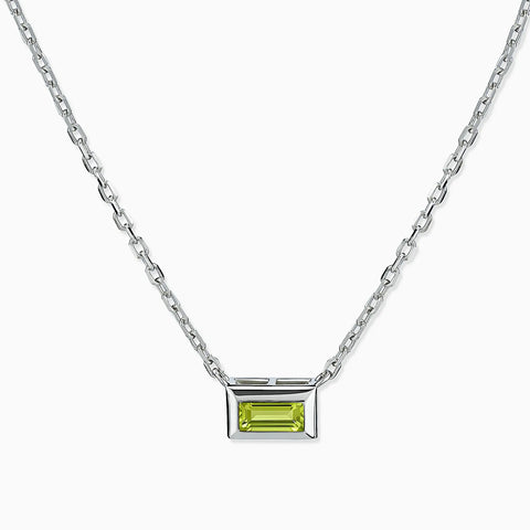 Baguette Peridot Bezel Necklace - Axiom 925 Sterling Front View