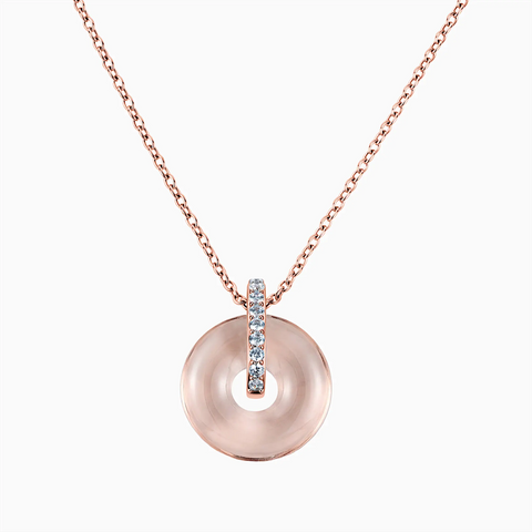 Donut Morganite Pave Bar Necklace - Origin Loop 18KT Rose Gold Vermeil Front View