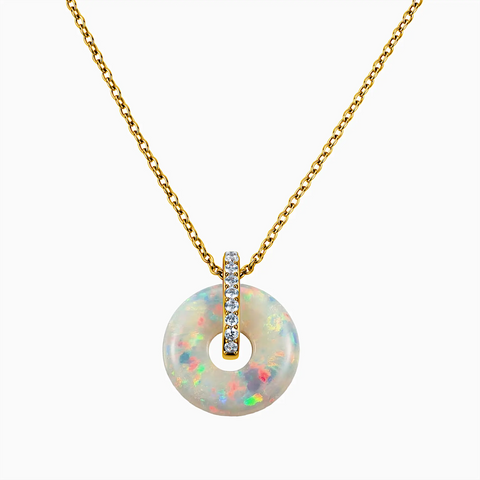 Donut Opal Pave Bar Necklace - Origin Loop