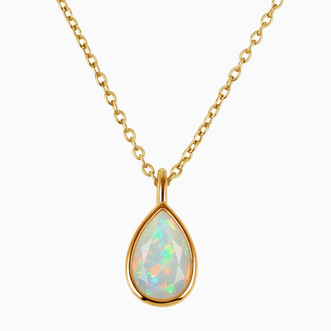 Pear Opal Reversible Necklace - Inner Heart 18KT Yellow Gold Vermeil Front View