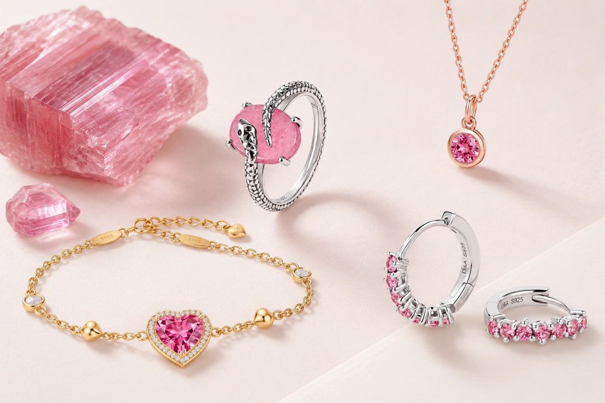 Pink Tourmaline Gemstone Jewelry: Rings, Necklaces, Bracelets & Earrings
