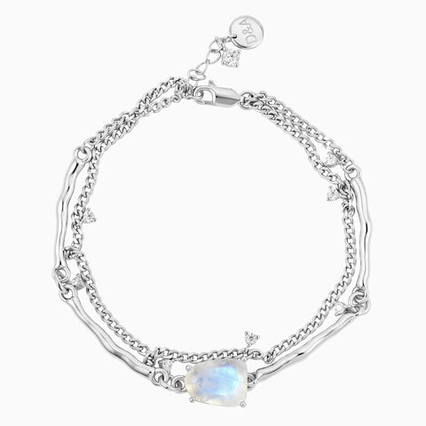 Raw Moonstone Layered Bracelet - Wild Vine 925 Sterling Front View