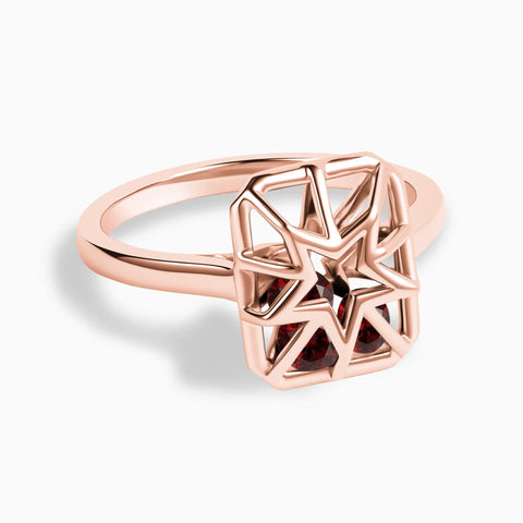 Rectangle Garnet Star Cutout Shaker Ring - Stellar Core 18KT Rose Gold Vermeil Front View