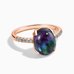 18KT Rose Gold Vermeil Alexandrite Cabochon Ring - Minimal Spiritual Front View