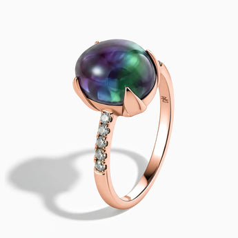 18KT Rose Gold Vermeil Alexandrite Cabochon Ring - Minimal Spiritual Side View