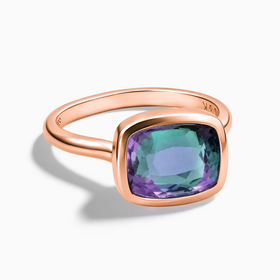 18KT Rose Gold Vermeil Alexandrite Cushion Ring - Pure Hush Front View
