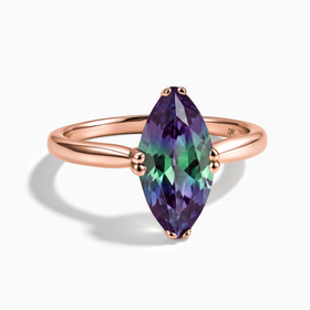 18KT Rose Gold Vermeil Alexandrite Marquise Ring - Silent Glow Front View