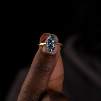 18KT Rose Gold Vermeil Alexandrite Marquise Ring - Silent Glow Hand-Held Shot