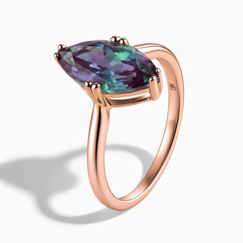 18KT Rose Gold Vermeil Alexandrite Marquise Ring - Silent Glow Side View