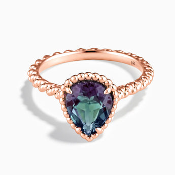 18KT Rose Gold Vermeil Alexandrite Pear Ring - Still Light Front View
