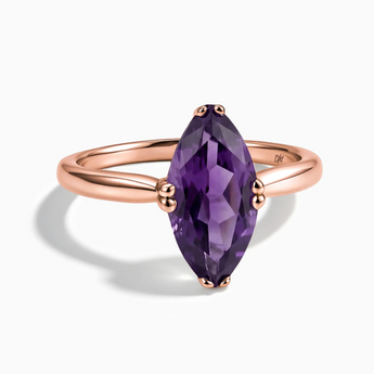 18KT Rose Gold Vermeil Amethyst Marquise Ring - Silent Glow Front View