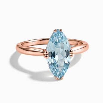 18KT Rose Gold Vermeil Aquamarine Marquise Ring - Silent Glow Front View