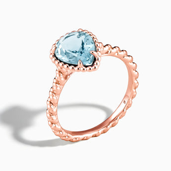 18KT Rose Gold Vermeil Aquamarine Pear Ring - Still Light Side View