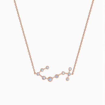 18KT Rose Gold Vermeil Aquarius Zodiac Constellation Necklace - Moonstone Front View