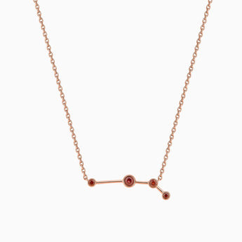 18KT Rose Gold Vermeil Aries Zodiac Constellation Necklace - Garnet Front View
