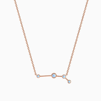 18KT Rose Gold Vermeil Aries Zodiac Constellation Necklace - Moonstone Front View