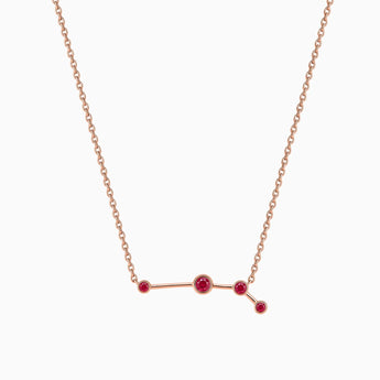 18KT Rose Gold Vermeil Aries Zodiac Constellation Necklace - Ruby Front View