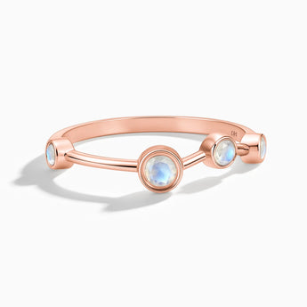 18KT Rose Gold Vermeil Aries Zodiac Constellation Ring - Moonstone Front View