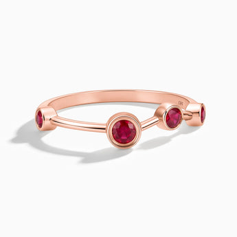 18KT Rose Gold Vermeil Aries Zodiac Constellation Ring - Ruby Front View