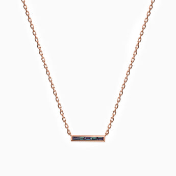 18KT Rose Gold Vermeil Baguette Alexandrite Bar Necklace - Lucid Line Front View